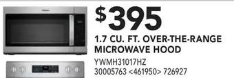 Lowe's Whirlpool 1.7 Cu. Ft. over-the-Range Microwave Hood offer