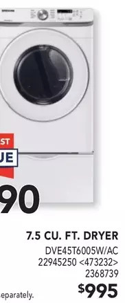 Lowe's 7.5 Cu. Ft. Dryer offer
