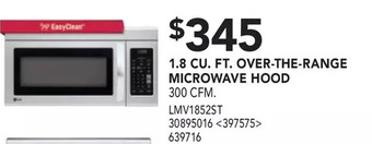 Lowe's LG 1.8 Cu. Ft. over-the-Range Microwave Hood offer