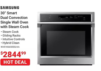 Visions Electronics Samsung 30" Smart Dual Convection Single Wall Oven with Steam Cook offer