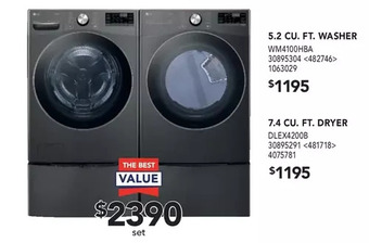 Lowe's LG 5.2 Cu. Ft. Washer | 7.4 Cu. Ft. Dryer offer