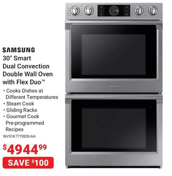 Visions Electronics Samsung 30 Smart Dual Convection Double Wall Oven with Flex Duo offer