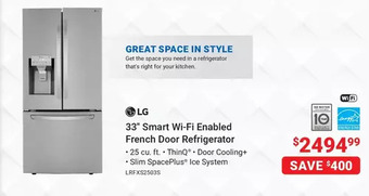 Visions Electronics 33" Smart Wi-Fi Enable French Door Refrigerator offer