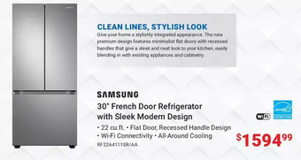 Visions Electronics Samsung 30" French Door Refrigerator with Sleek Modern Design offer