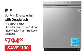 Visions Electronics LG Built-in Dishwasher with QuadWash offer