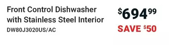 Visions Electronics Front Control Dishwasher with Stainless Steel Interior offer