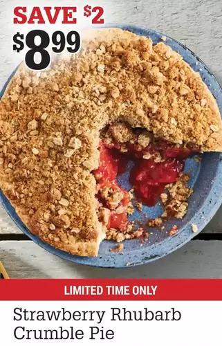 M & M Food Market Strawberry Rhubarb Crumble Pie offer