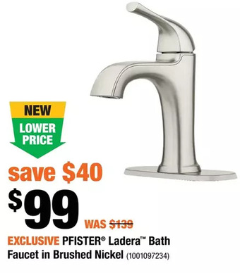 Home Depot Pfister Ladera Bath Faucet in Brushed Nickel offer