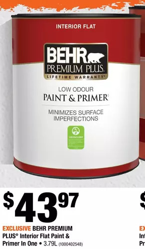 Home Depot Behr Premium Plus Interior Flat Paint & Primer in One offer
