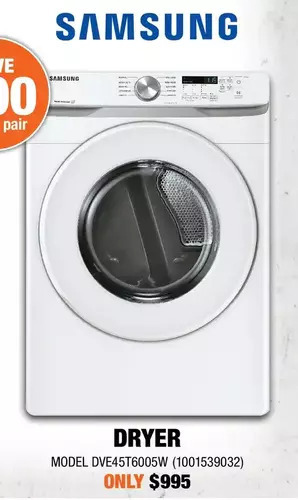 Home Depot Samsung Dryer offer