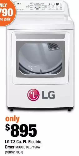 Home Depot LG 7.3 Cu. Ft. Electric Dryer offer