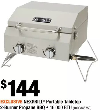 Home Depot Nexgrill Portable Tabletop 2-Burner Propane BBQ offer