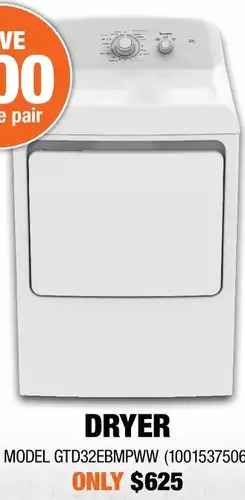Home Depot GE Dryer offer