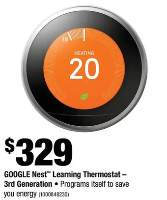 Home Depot Google Nest Learning Thermostat - 3rd Generation offer