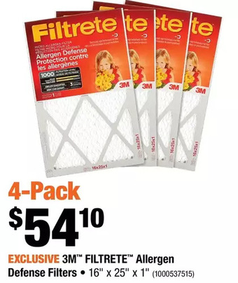 Home Depot 3M Filtrete Allergen Defense Filters offer