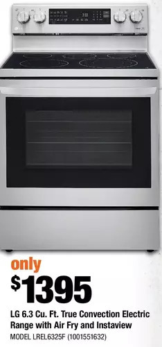 Home Depot LG 6.3 Cu. Ft. True Convection Electric Range with Air Fry and Instaview offer