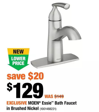 Home Depot Moen Essie Bath Faucet in Brushed Nickel offer
