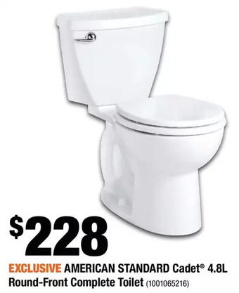 Home Depot American Standard Cadet 4.8L Round-Front Complete Toilet offer