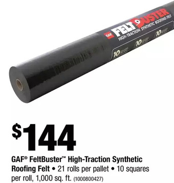 Home Depot GAF FeltBuster High-Traction Synthetic Roofing Felt offer