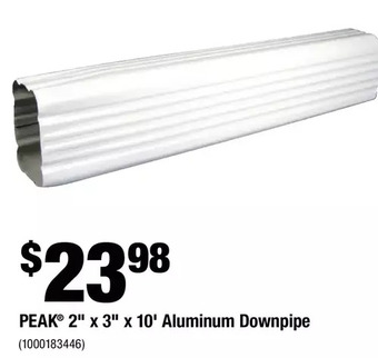 Home Depot Peak 2" x 3" x 10' Aluminum Downpipe offer