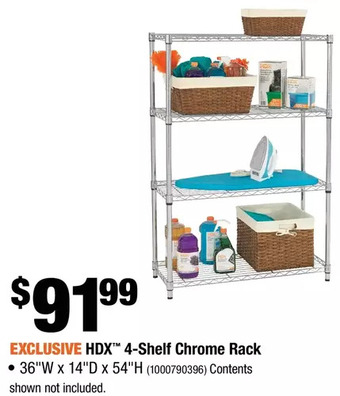 Home Depot HDX 4-Shelf Chrome Rack offer
