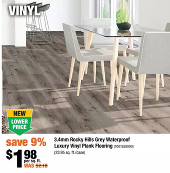 Home Depot 3.4mm Rocky Hills Grey Waterproof Luxury Vinyl Plank Flooring offer
