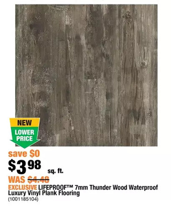 Home Depot Lifeproof 7mm Thunder Wood Waterproof Luxury Vinyl Plank Flooring offer