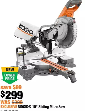 Home Depot Ridgid 10" Sliding Mitre Saw offer