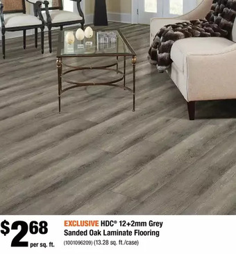 Home Depot HDC 12+2mm Grey Sanded Oak Laminate Flooring offer
