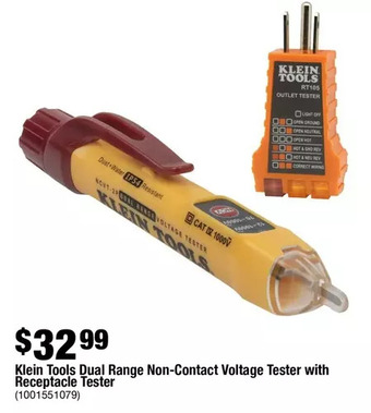 Home Depot Klein Tools Dual Range Non-Contact Voltage Tester with Receptacle Tester offer