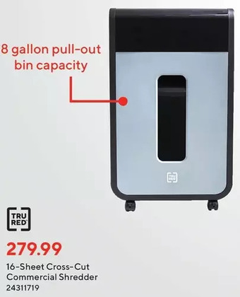 Staples Tru Red 16-Sheet Cross-Cut Commercial Shredder offer