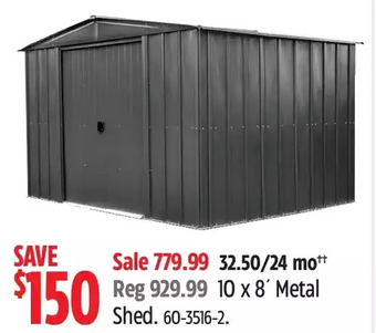Canadian Tire 10 X 8' Metal Shed offer