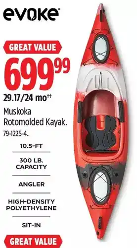 Canadian Tire Evoke Muskoka Rotomolded Kayak offer