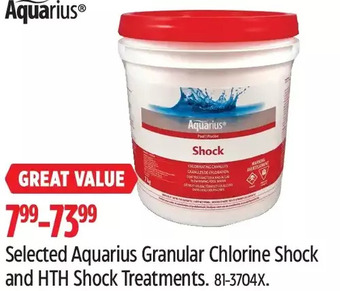 Canadian Tire Aquarius Granular Chlorine Shock and HTH Shock Treatments offer