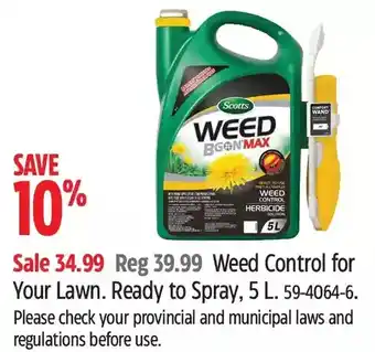 Canadian Tire Scotts Weed Control offer