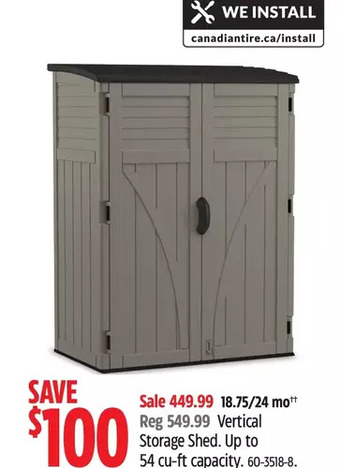 Canadian Tire Vertical Storage Shed offer