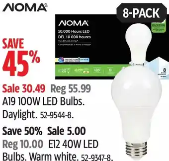 Canadian Tire Noma a19 100W LED Bulbs Daylights offer