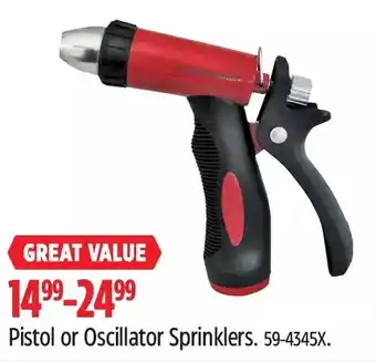Canadian Tire Pistol or Oscillator Sprinklers offer