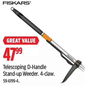 Canadian Tire Fiskars Telescoping D-Handle Stand-up Weeder. 4-claw offer