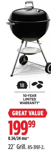 Canadian Tire Weber 22" Grill offer