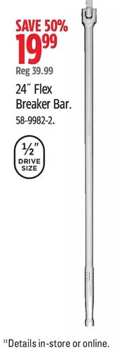Canadian Tire Maximum 24" Flex Breaker Bar offer
