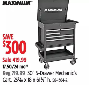 Canadian Tire Maximum 30" 5-Drawer Mechanic's Cart offer