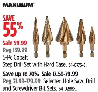 Canadian Tire Maximum 5-Pc Cobalt Step Drill Set with Hard Case | Hole Saw, Drill and Screwdriver Bit Sets offer