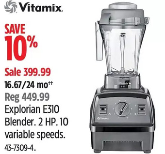 Canadian Tire Vitamix Explorian E310 Blender. 2 HP. 10 Variable Speeds offer