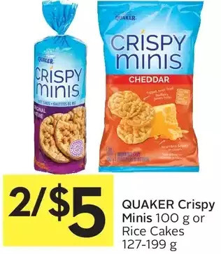 Foodland Quaker Crispy Minis or Rice Cakes offer