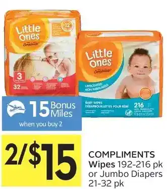 Foodland Compliments Wipes or Jumbo Diapers offer