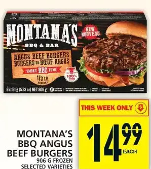 Food Basics Montana's BBQ Angus Beef Burgers offer