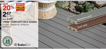 RONA Timbertech "Prime" Composite Deck Boards offer