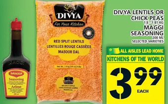 Food Basics Divya Lentils or Chick Peas | Maggi Seasoning offer