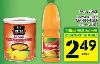 Food Basics Pran Juice | Divya Kesar Mango Pulp offer
